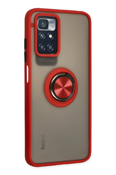 Newface Xiaomi Redmi 10 2022 Kılıf Montreal Yüzüklü Silikon Kapak - Kırmızı resmi