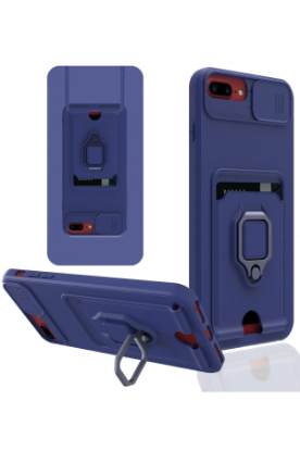 Newface iPhone 7 Plus Kılıf Zuma Kartvizitli Yüzüklü Silikon - Lacivert resmi