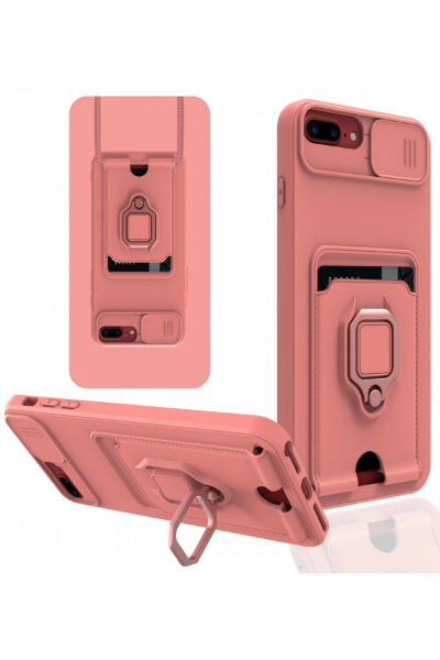 Newface iPhone 7 Plus Kılıf Zuma Kartvizitli Yüzüklü Silikon - Pembe resmi
