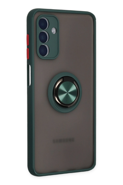 Newface Samsung Galaxy A04S Kılıf Montreal Yüzüklü Silikon Kapak - Yeşil resmi