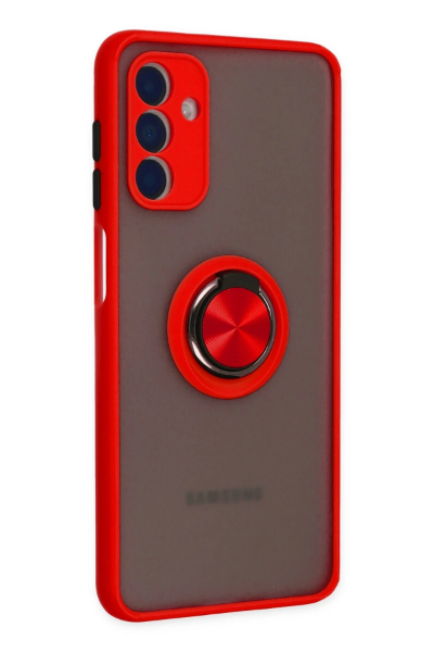 Newface Samsung Galaxy A04S Kılıf Montreal Yüzüklü Silikon Kapak - Kırmızı resmi