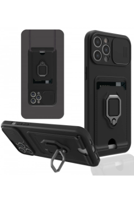 Newface iPhone 12 Pro Kılıf Zuma Kartvizitli Yüzüklü Silikon - Siyah resmi