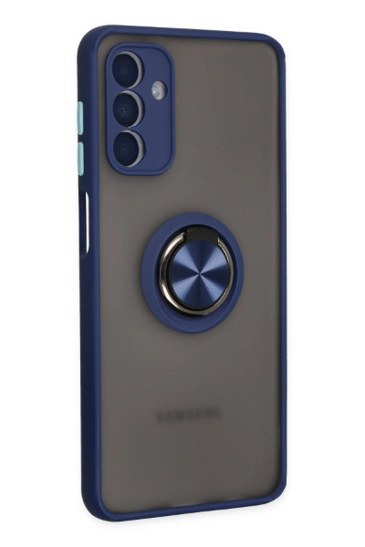 Newface Samsung Galaxy A04S Kılıf Montreal Yüzüklü Silikon Kapak - Lacivert resmi