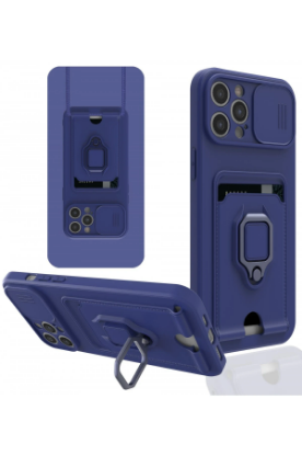 Newface iPhone 12 Pro Kılıf Zuma Kartvizitli Yüzüklü Silikon - Lacivert resmi