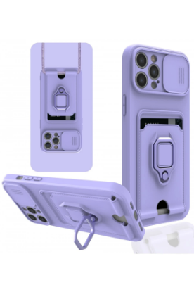 Newface iPhone 12 Pro Kılıf Zuma Kartvizitli Yüzüklü Silikon - Lila resmi