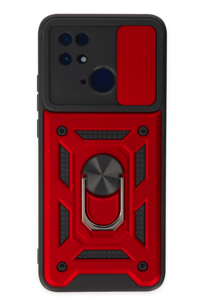Newface Xiaomi Redmi 10C Kılıf Pars Lens Yüzüklü Silikon - Kırmızı resmi