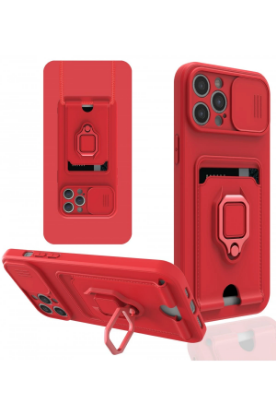 Newface iPhone 12 Pro Max Kılıf Zuma Kartvizitli Yüzüklü Silikon - Kırmızı resmi