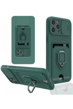 Newface iPhone 12 Pro Max Kılıf Zuma Kartvizitli Yüzüklü Silikon - Yeşil resmi