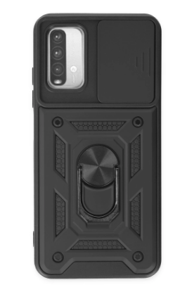 Newface Xiaomi Redmi Note 9 4G Kılıf Pars Lens Yüzüklü Silikon - Siyah resmi