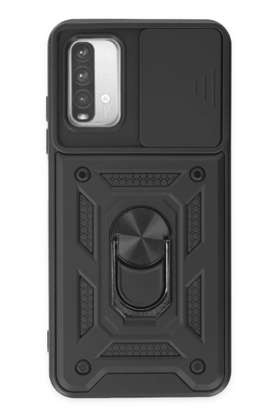 Newface Xiaomi Redmi Note 9 4G Kılıf Pars Lens Yüzüklü Silikon - Siyah resmi