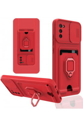 Newface Samsung Galaxy A02S Kılıf Zuma Kartvizitli Yüzüklü Silikon - Kırmızı resmi