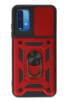 Newface Xiaomi Redmi Note 9 4G Kılıf Pars Lens Yüzüklü Silikon - Kırmızı resmi