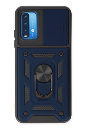 Newface Xiaomi Redmi Note 9 4G Kılıf Pars Lens Yüzüklü Silikon - Lacivert resmi