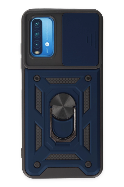 Newface Xiaomi Redmi Note 9 4G Kılıf Pars Lens Yüzüklü Silikon - Lacivert resmi
