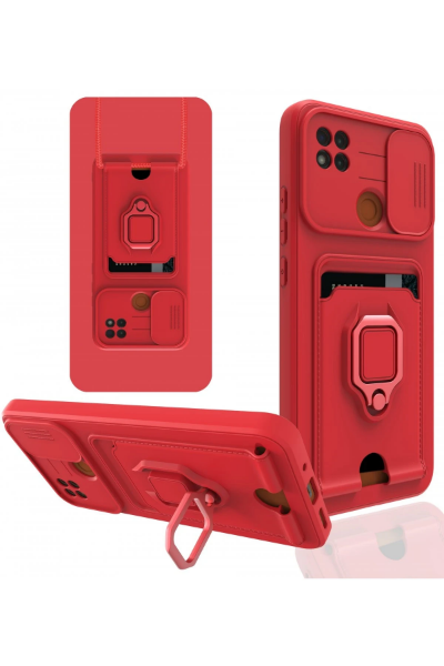 Newface Xiaomi Redmi 9C Kılıf Zuma Kartvizitli Yüzüklü Silikon - Kırmızı resmi