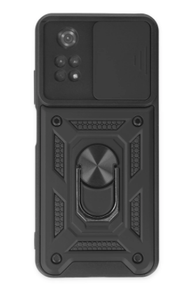 Newface Xiaomi Poco M4 Pro 4G Kılıf Pars Lens Yüzüklü Silikon - Siyah resmi