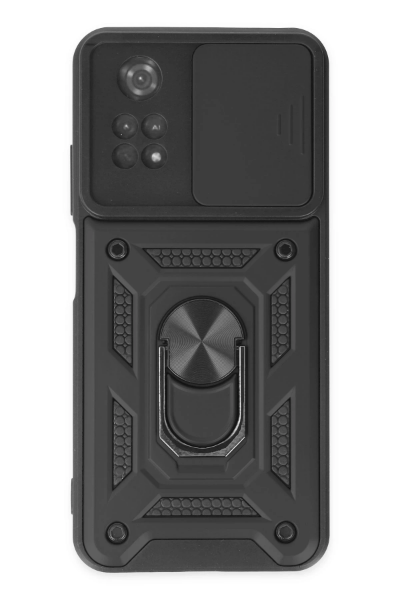 Newface Xiaomi Poco M4 Pro 4G Kılıf Pars Lens Yüzüklü Silikon - Siyah resmi
