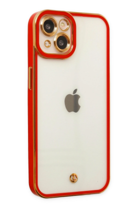 Newface iPhone 14 Plus Kılıf Liva Lens Silikon - Kırmızı resmi