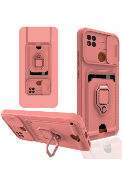 Newface Xiaomi Redmi 9C Kılıf Zuma Kartvizitli Yüzüklü Silikon - Pembe resmi