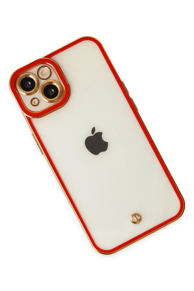 Newface iPhone 14 Plus Kılıf Liva Lens Silikon - Kırmızı resmi