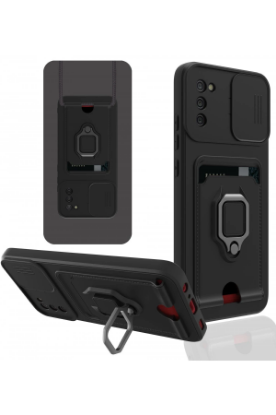 Newface Samsung Galaxy A03S Kılıf Zuma Kartvizitli Yüzüklü Silikon - Siyah resmi