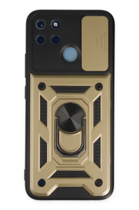 Newface Realme C25Y Kılıf Pars Lens Yüzüklü Silikon - Gold resmi