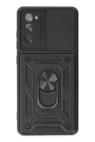 Newface Samsung Galaxy S20 FE Kılıf Pars Lens Yüzüklü Silikon - Siyah resmi
