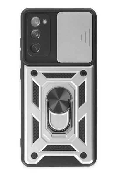 Newface Samsung Galaxy S20 FE Kılıf Pars Lens Yüzüklü Silikon - Gümüş resmi