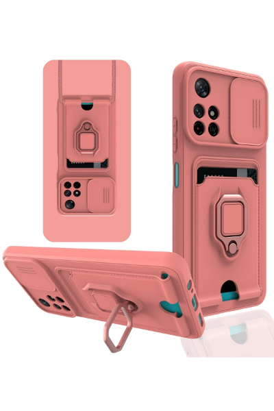 Newface Xiaomi Redmi Note 11T Kılıf Zuma Kartvizitli Yüzüklü Silikon - Pembe resmi
