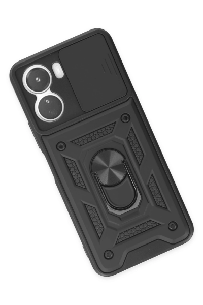 Newface Vivo Y16 Kılıf Pars Lens Yüzüklü Silikon - Siyah resmi
