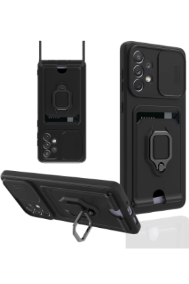 Newface Samsung Galaxy A33 5G Kılıf Zuma Kartvizitli Yüzüklü Silikon - Siyah resmi