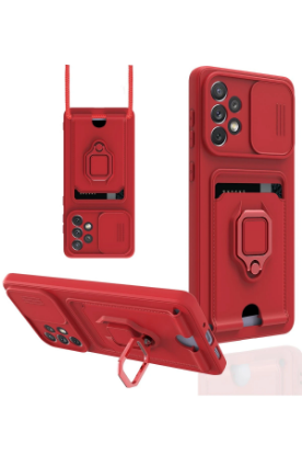 Newface Samsung Galaxy A33 5G Kılıf Zuma Kartvizitli Yüzüklü Silikon - Kırmızı resmi