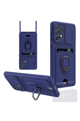 Newface Samsung Galaxy A33 5G Kılıf Zuma Kartvizitli Yüzüklü Silikon - Lacivert resmi