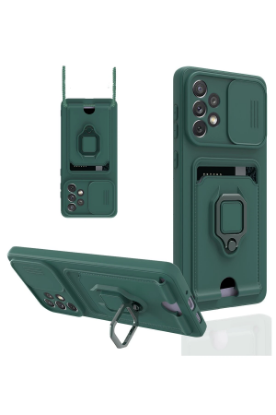 Newface Samsung Galaxy A33 5G Kılıf Zuma Kartvizitli Yüzüklü Silikon - Yeşil resmi