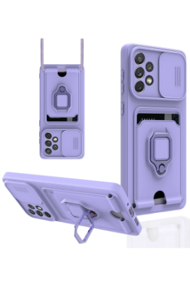 Newface Samsung Galaxy A33 5G Kılıf Zuma Kartvizitli Yüzüklü Silikon - Lila resmi