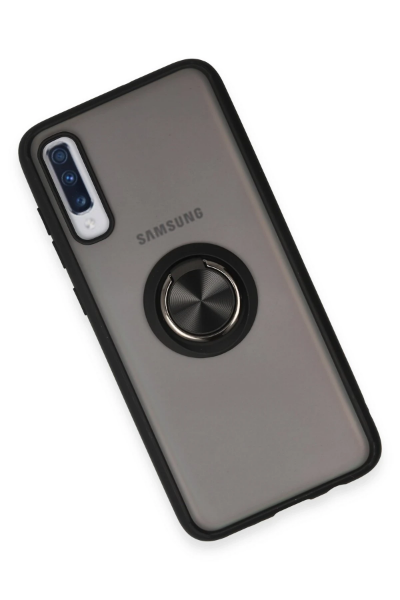 Newface Samsung Galaxy A70 Kılıf Montreal Yüzüklü Silikon Kapak - Siyah resmi