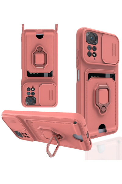Newface Xiaomi Redmi Note 11 Pro Kılıf Zuma Kartvizitli Yüzüklü Silikon - Pembe resmi