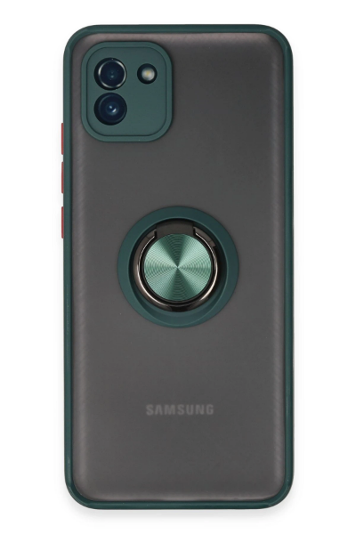 Newface Samsung Galaxy A03 Kılıf Montreal Yüzüklü Silikon Kapak - Yeşil resmi