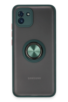 Newface Samsung Galaxy A03 Kılıf Montreal Yüzüklü Silikon Kapak - Yeşil resmi