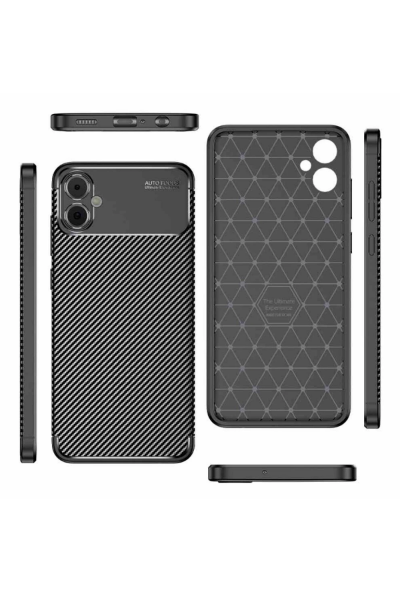 Newface Samsung Galaxy A05 Kılıf Auto Focus Karbon Kapak - Siyah resmi