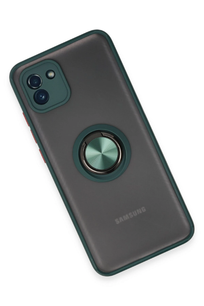 Newface Samsung Galaxy A03 Kılıf Montreal Yüzüklü Silikon Kapak - Yeşil resmi