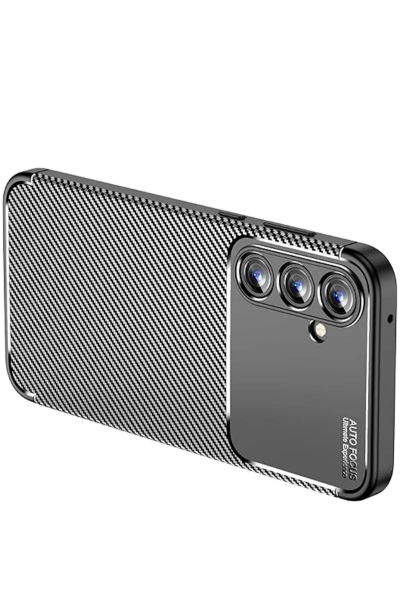 Newface Samsung Galaxy A15 4G Kılıf Auto Focus Karbon Kapak - Siyah resmi