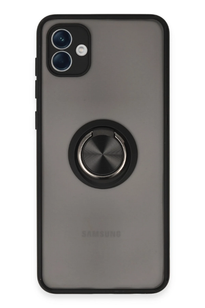 Newface Samsung Galaxy A04 Kılıf Montreal Yüzüklü Silikon Kapak - Siyah resmi