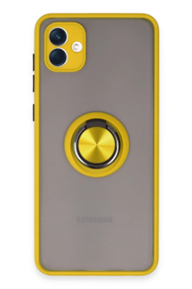 Newface Samsung Galaxy A04 Kılıf Montreal Yüzüklü Silikon Kapak - Sarı resmi