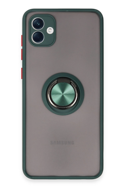 Newface Samsung Galaxy A04 Kılıf Montreal Yüzüklü Silikon Kapak - Yeşil resmi