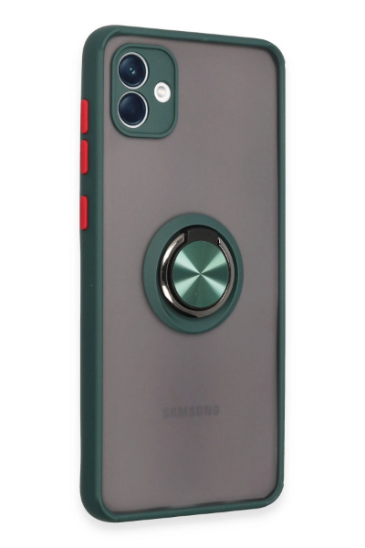 Newface Samsung Galaxy A04 Kılıf Montreal Yüzüklü Silikon Kapak - Yeşil resmi