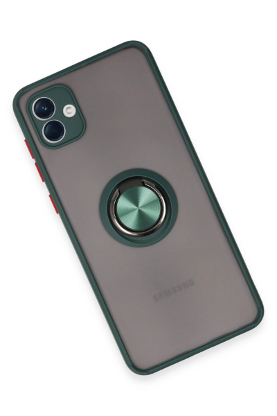 Newface Samsung Galaxy A04 Kılıf Montreal Yüzüklü Silikon Kapak - Yeşil resmi