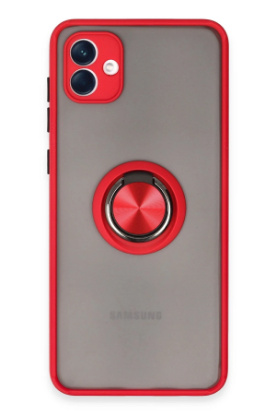Newface Samsung Galaxy A04 Kılıf Montreal Yüzüklü Silikon Kapak - Kırmızı resmi