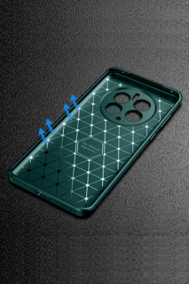 Newface Realme 12 Pro Plus Kılıf Auto Focus Karbon Kapak - Koyu Yeşil resmi