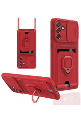 Newface Samsung Galaxy A04S Kılıf Zuma Kartvizitli Yüzüklü Silikon - Kırmızı resmi